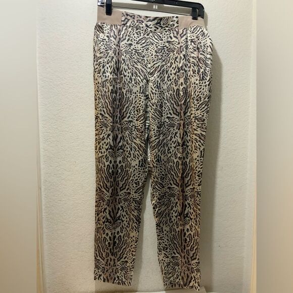 ATM Anthony Thomas Melillo Women's Silk Ocelot Leopard Print Trouser Pants S - Picture 3 of 10